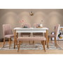 Hanah Home Santiago Atlantic-White Stone Conjunto Mesa y Sillas Extensibles Comedor Pino Atlántico Blanco Piedra Melamina Terciopelo